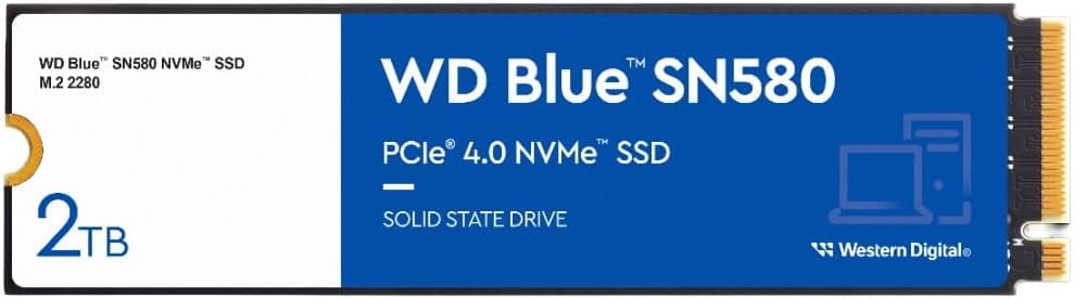 SSD WD Blue SN580 1TB M.2 2280 NVMe PCIe 4.0 x4 - Leitura 4.150 MB/s - WDS100T3B0E
