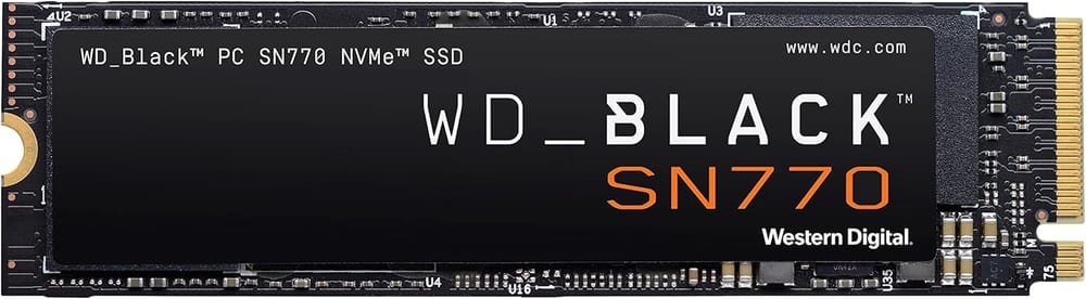 SSD WD Black SN770 1TB M.2 2280 NVMe PCIe 4.0 x4 - Leitura 5.150 MB/s e Gravação 4.900 MB/s - WDS100T3X0E