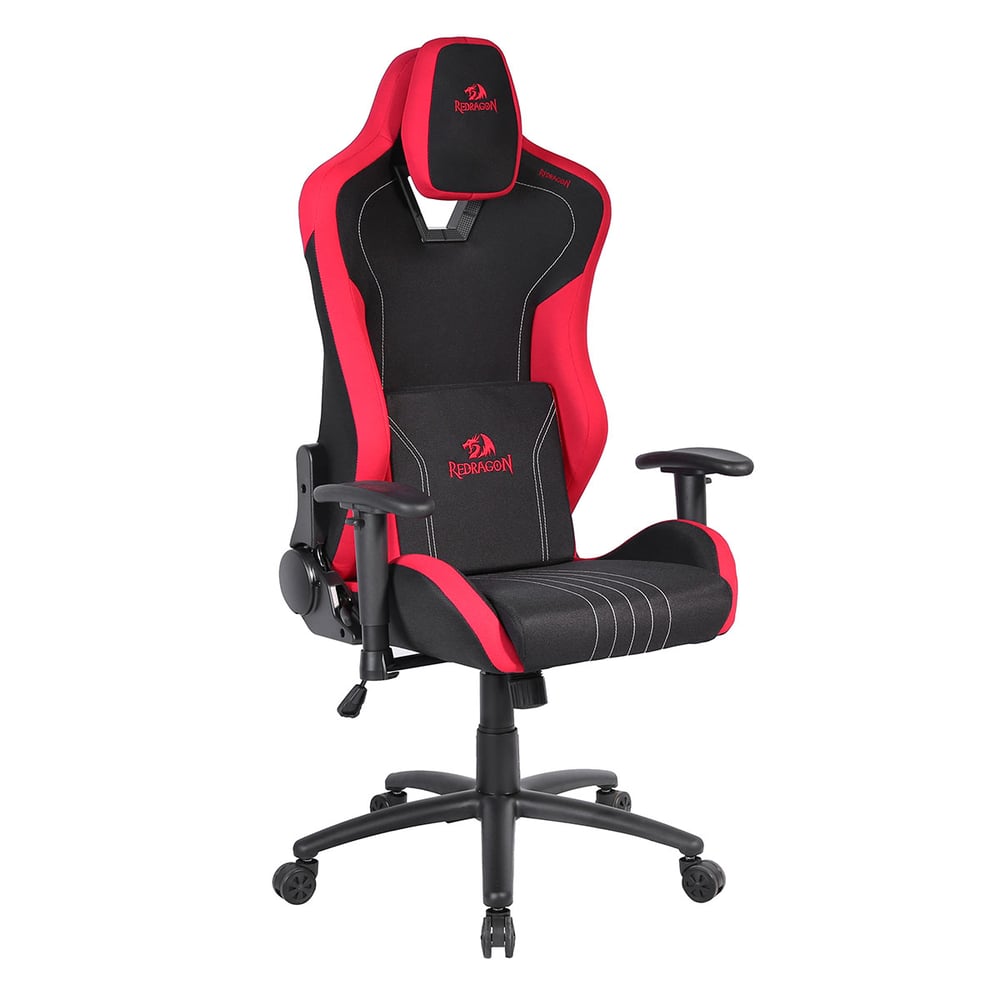 Cadeira Gamer Redragon Heth, Revestimento em Tecido, Até 130 kg, Reclinável até 180°, Apoio de Braço 2D, Preta e Vermelha - C313-BR