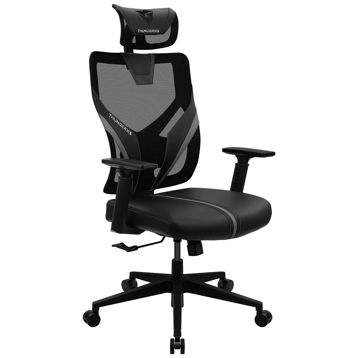 Cadeira Gamer ThunderX3 YAMA1, Revestimento em Malha e Couro Sintético, Até 120 kg, Reclinável de 90° a 135°, Apoio de Braço Ajustável, Preta - YAMA1-BK