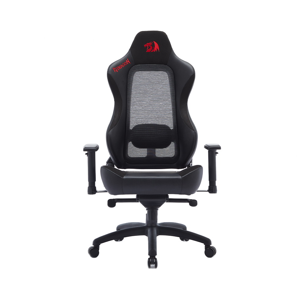 Cadeira Gamer Redragon Nero, Revestimento em Couro PU e Malha, Até 120 kg, Encosto Reclinável, Apoio de Braço 2D, Preto - GG-101BLR