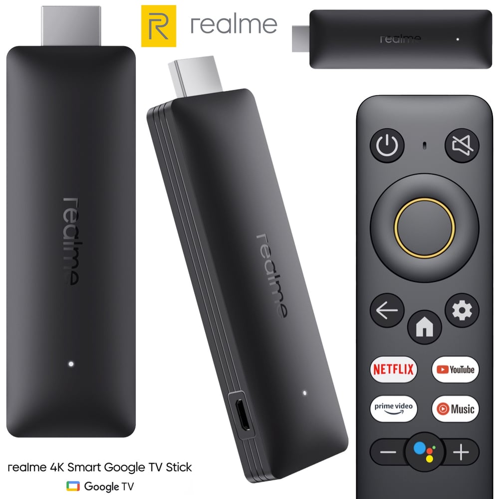 Realme 4K Smart Google TV Stick - Streaming 4K HDR10+ 60fps com Google TV e Chromecast Integrado