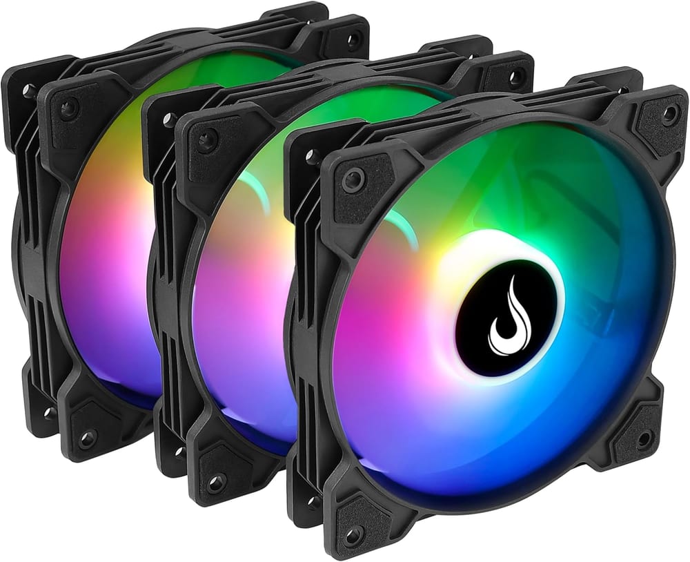 Kit 3 Fans Rise Mode X ARGB 120mm Preto - Ventoinhas 120mm, 1200 RPM, LED ARGB 5V, Sincronização via Gabinete - RM-XLD-01-ARGB
