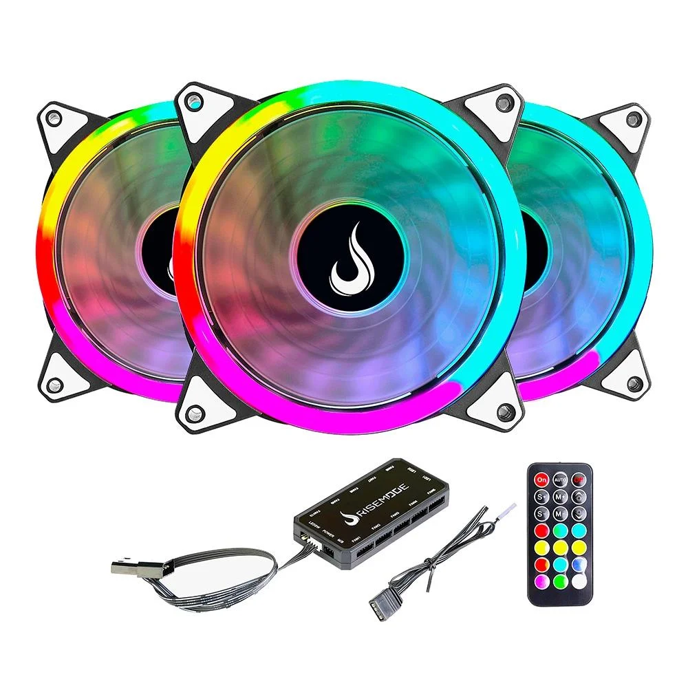 Kit 3 ventoinhas Rise Mode Energy ARGB 120 mm LED endereçável 5V para gabinete