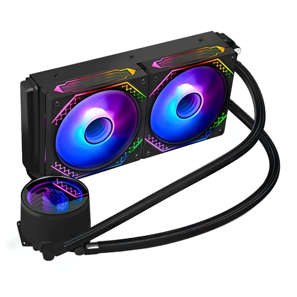 Water Cooler K-Mex Infinite Space 240mm ARGB, 2 Fans 120mm, Intel/AMD, Preto - WAC7F12QFTDAB0X