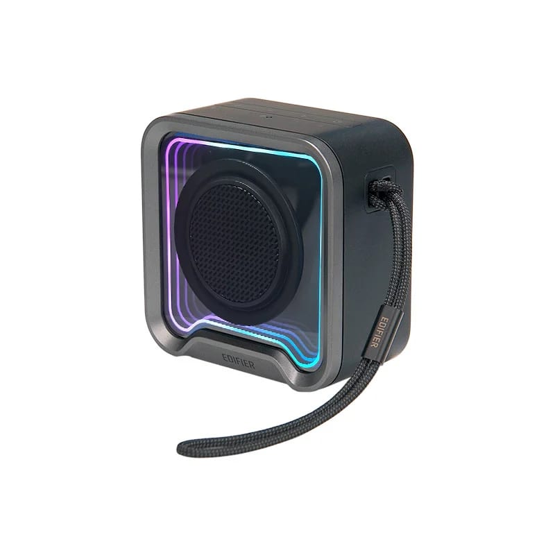 Caixa de Som Portátil Edifier QS20, Bluetooth 6.0, 6W RMS, À Prova d'Água IP67, Painel 3D RGB, Até 12h de Bateria, Preto