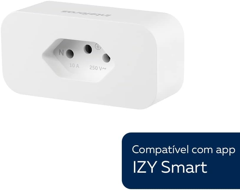 Tomada Inteligente Wi-Fi Intelbras Izy Smart - Bivolt 10A 2200W, Medição de Consumo, Compatível com Alexa e Google