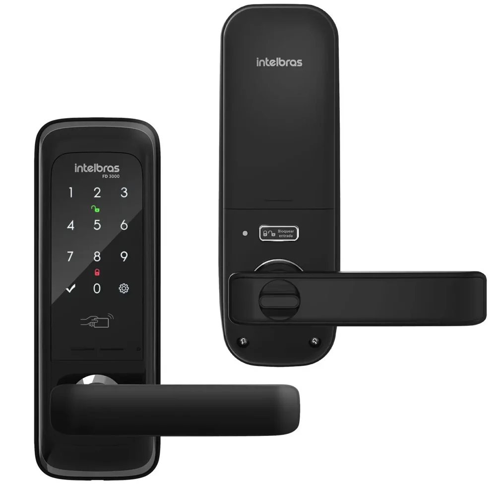 Fechadura Digital Intelbras FD 3000 de Embutir Com Senha ou Chaveiro de Proximidade Até 9 Senhas