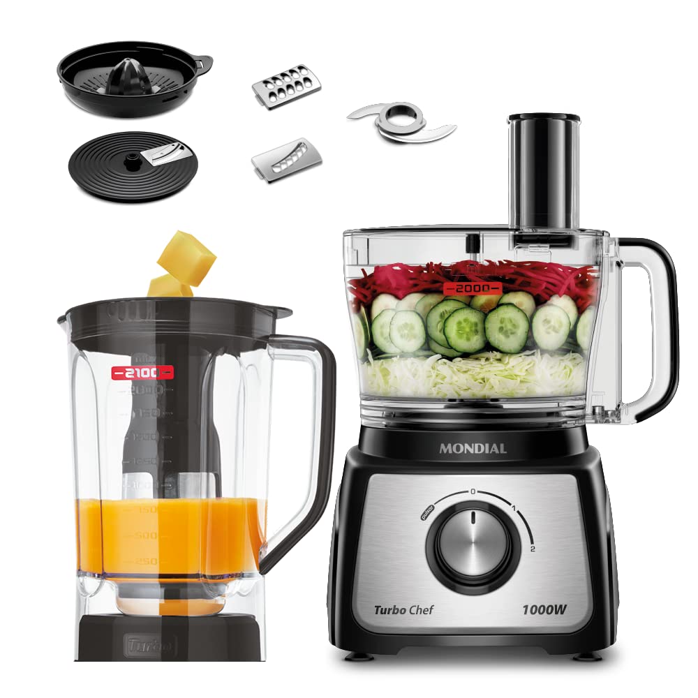 Multiprocessador de Alimentos Mondial Turbo Chef 7 em 1 1000W MPN-01-BE 110V