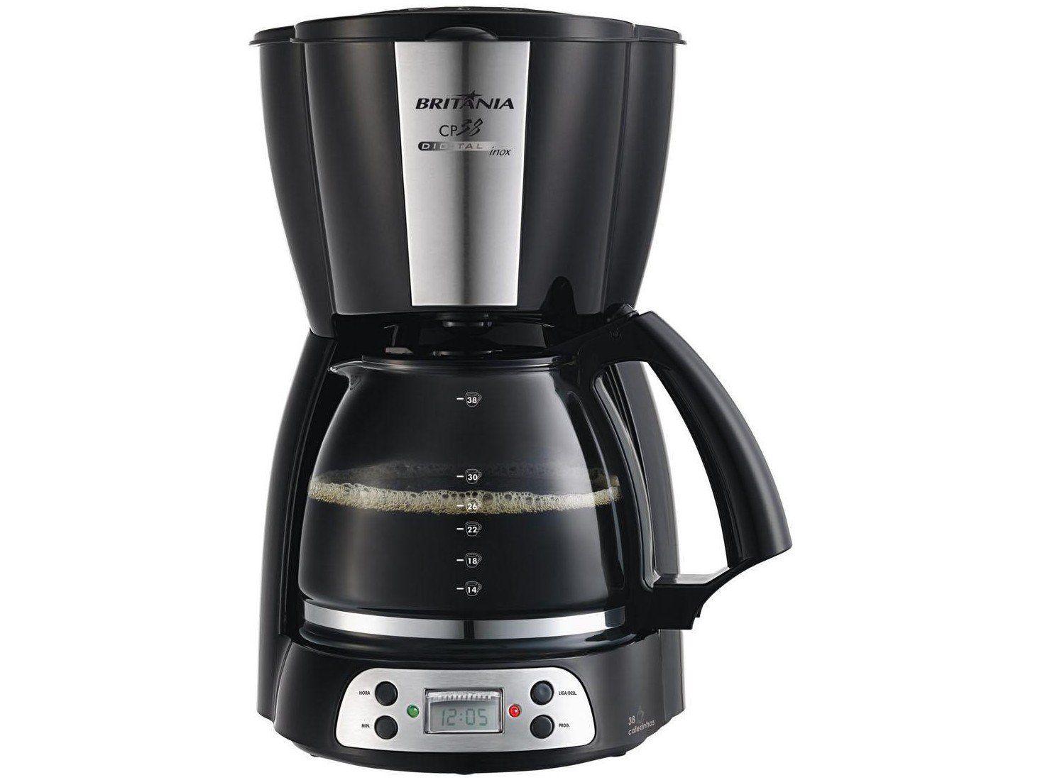 Cafeteira Elétrica Britânia CP38 Digital 38 Xícaras 800W Jarra de Inox Preto/Inox 220V