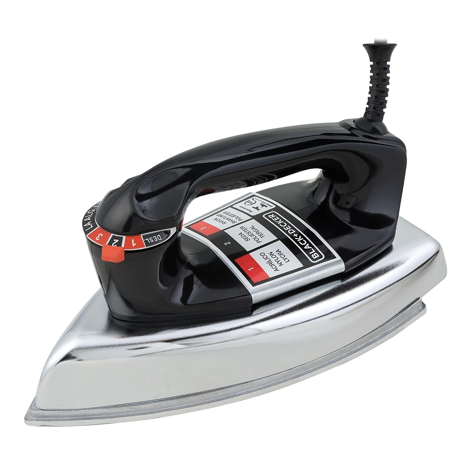 Ferro de Passar Roupa a Seco Black+Decker Base de Aluminio 1100W 7 Niveis de Temperatura 110V