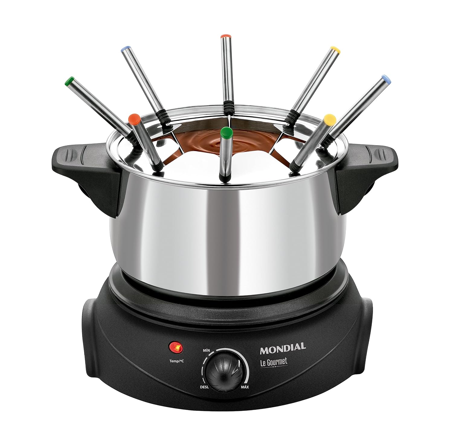 Panela Elétrica de Fondue Mondial Le Gourmet II FD-02 1200W 2,4L Preto/Prata 127V