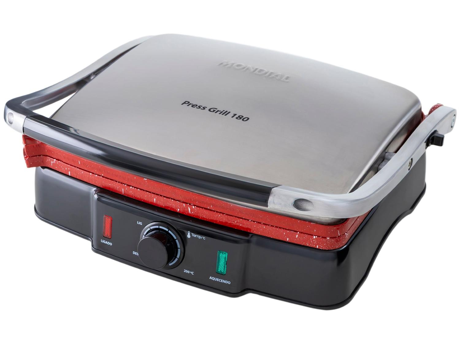 Grill de Contato / Sanduicheira Mondial Press Grill 180 PG-02 2000W Abertura 180° Preto/Inox 220V