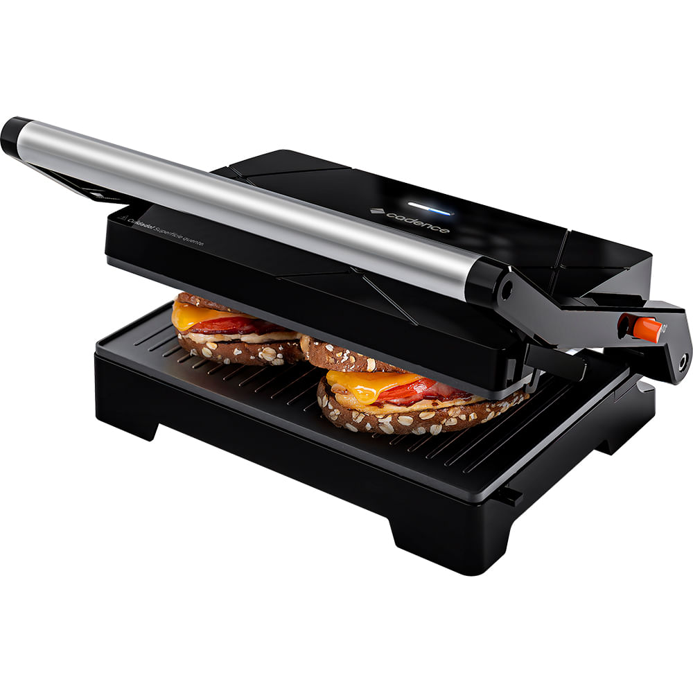 Grill de Contato Cadence Multiuso Contrast GRL616 1200W Duas Chapas Antiaderentes Preto 127V