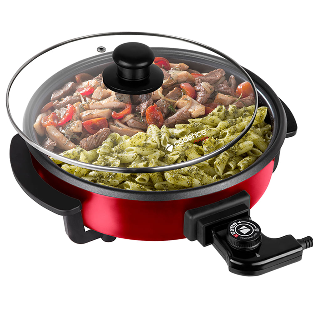 Panela / Frigideira Elétrica Multifuncional Cadence Rouge PAN610 Antiaderente Vermelho 127V