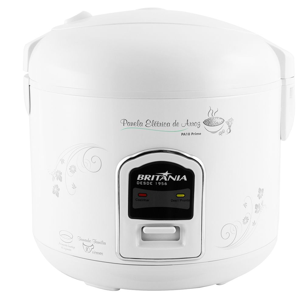 Panela de Arroz Eletrica Britania 10 Xicaras 4L PA10 Prime Branca 127V