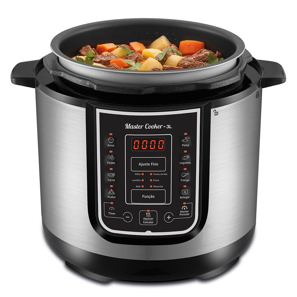 Panela de Pressao Eletrica Digital 3L Mondial Master Cooker Preto/Inox 700W PE-40 110V