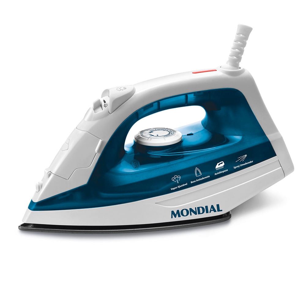 Ferro de Passar a Vapor Mondial F-32 1200W 127V Branco/Azul