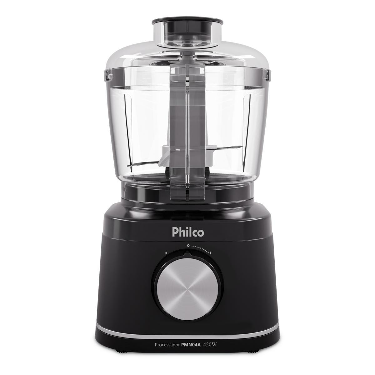 Processador de Alimentos Philco PMN04A 420W Jarra 500ml Funcao Pulsar Preto 220V