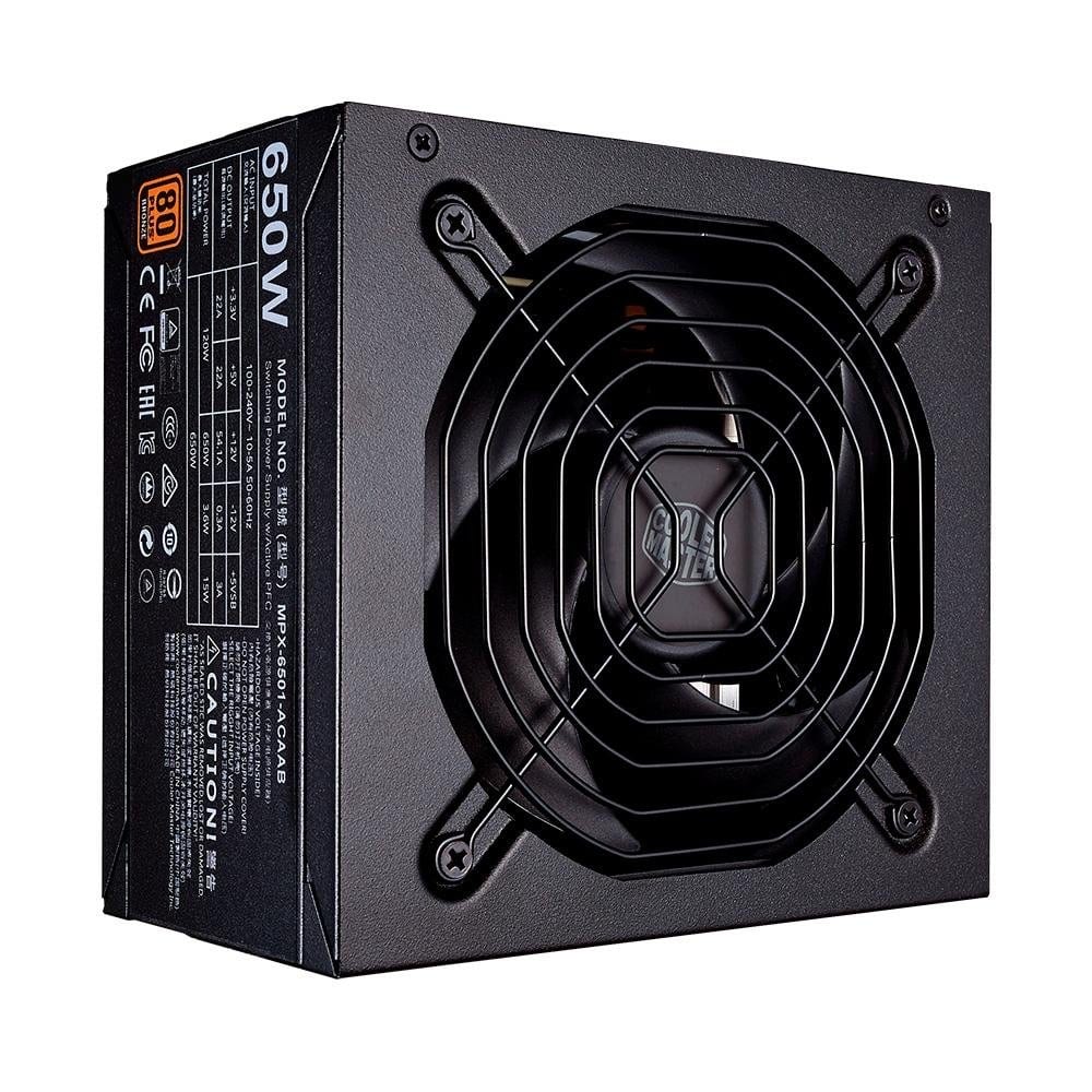 Fonte Cooler Master MWE 650 Bronze V2, 650W, 80 Plus Bronze, PFC Ativo, Ventilador 120mm HDB, ATX - MPE-6501-ACAAW-BBR