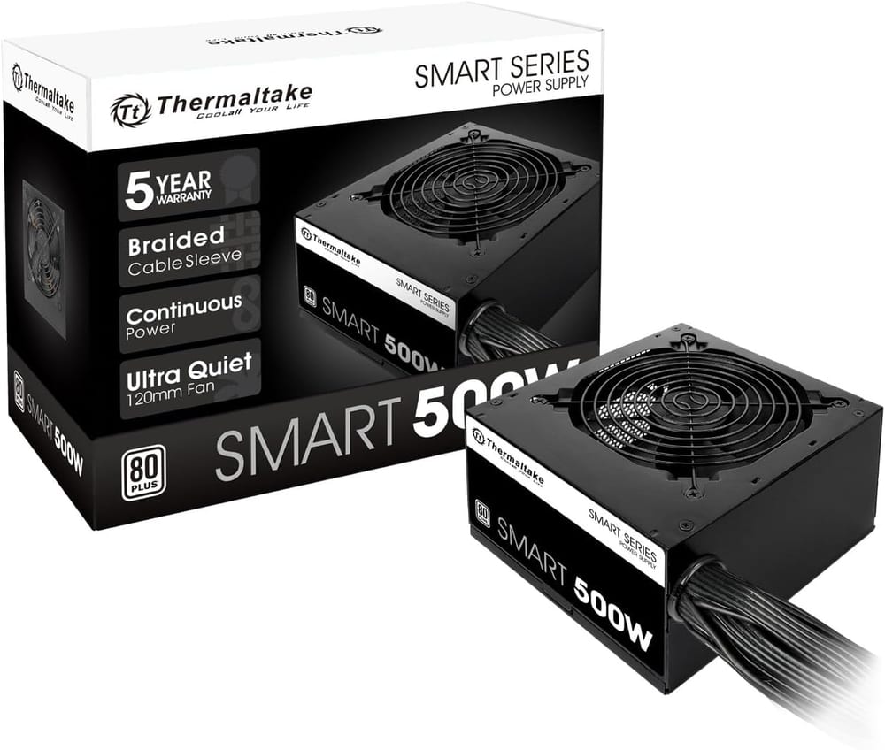 Fonte Thermaltake Smart Series 500W, 80 Plus White, PFC Ativo, Cabos Flat, ATX 12V - PS-SPD-0500NPCWBZ-W