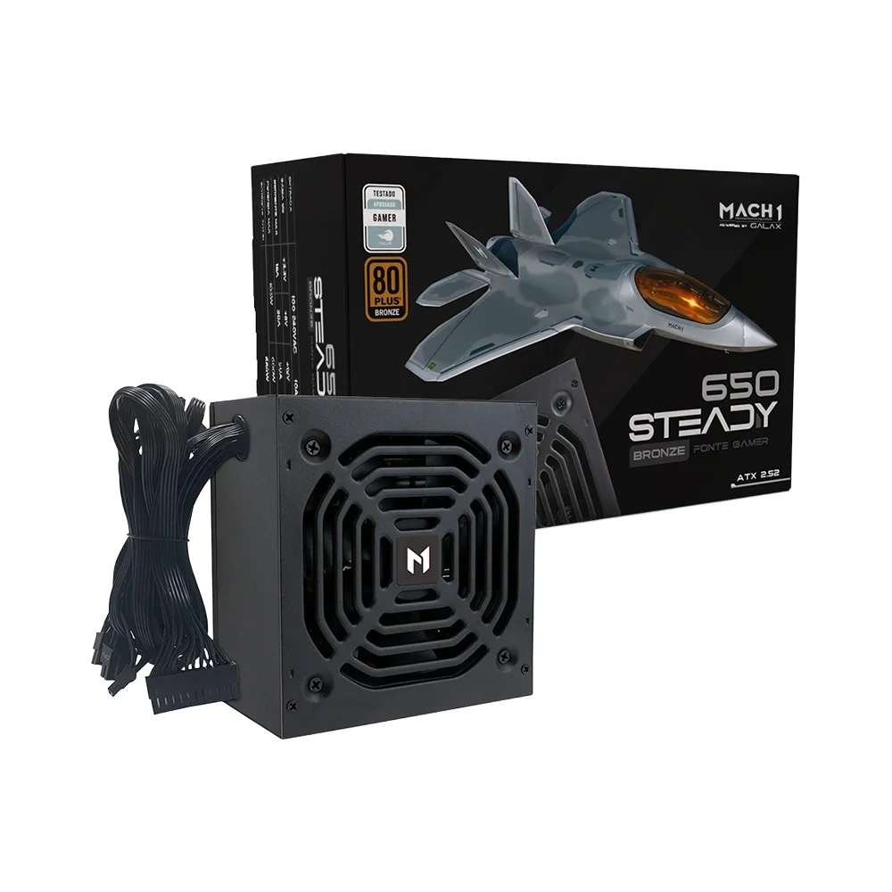Fonte MACH1 Steady 650W 80 Plus Bronze ATX PFC ativo ventoinha 120 mm