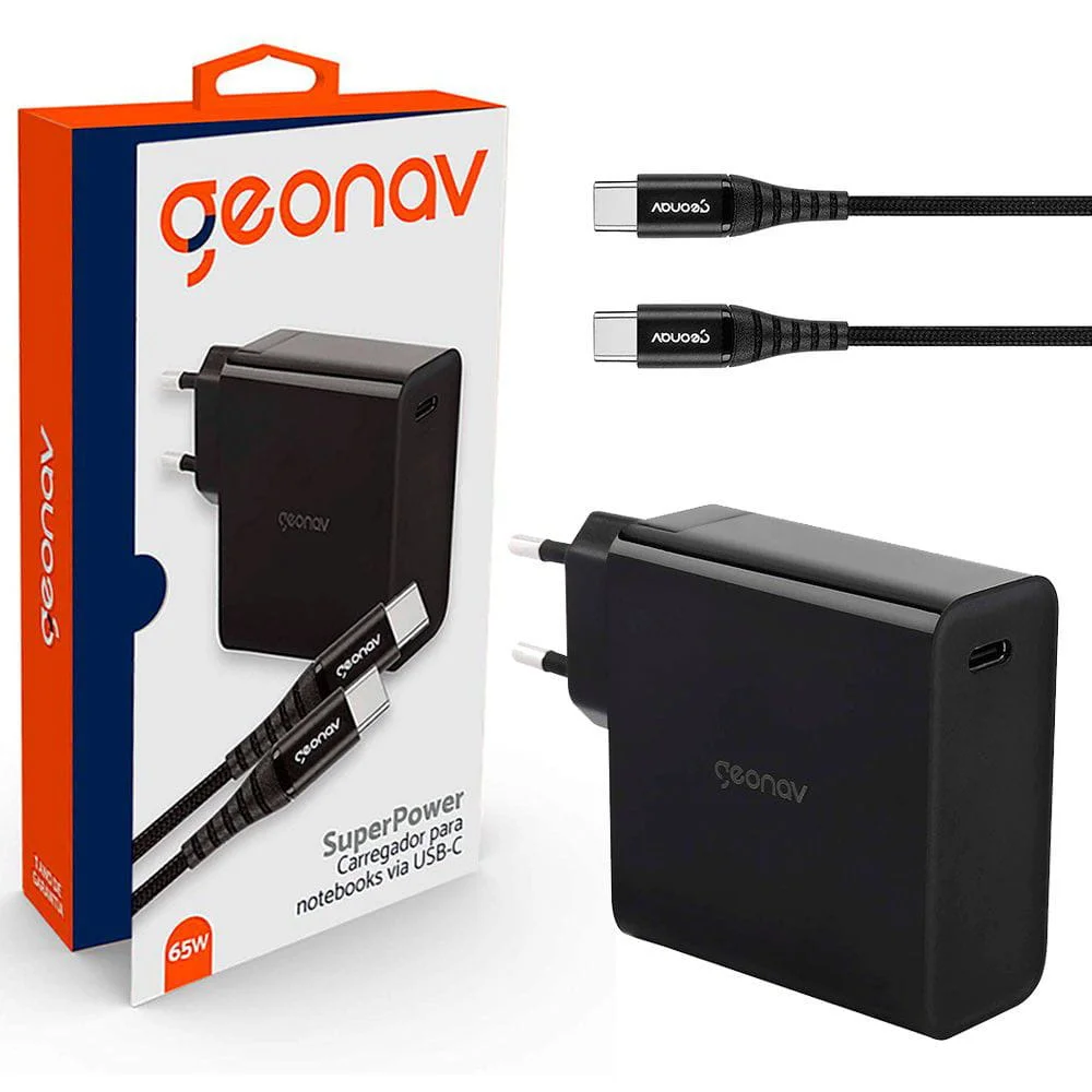 Carregador Geonav Superpower 65W USB-C para USB-C Notebook Preto CH65WPD-BK