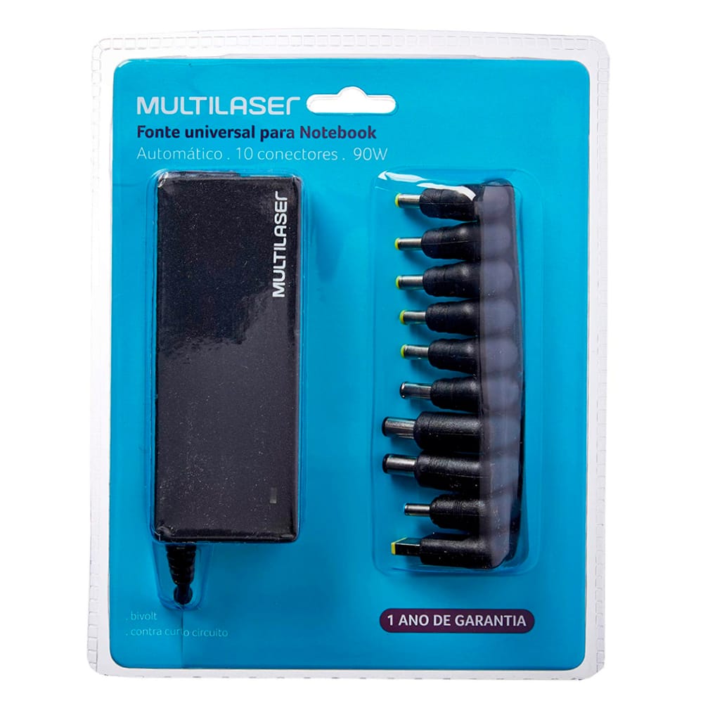 Fonte Carregador Universal Notebook 90W Multilaser CB009 10 Pontas