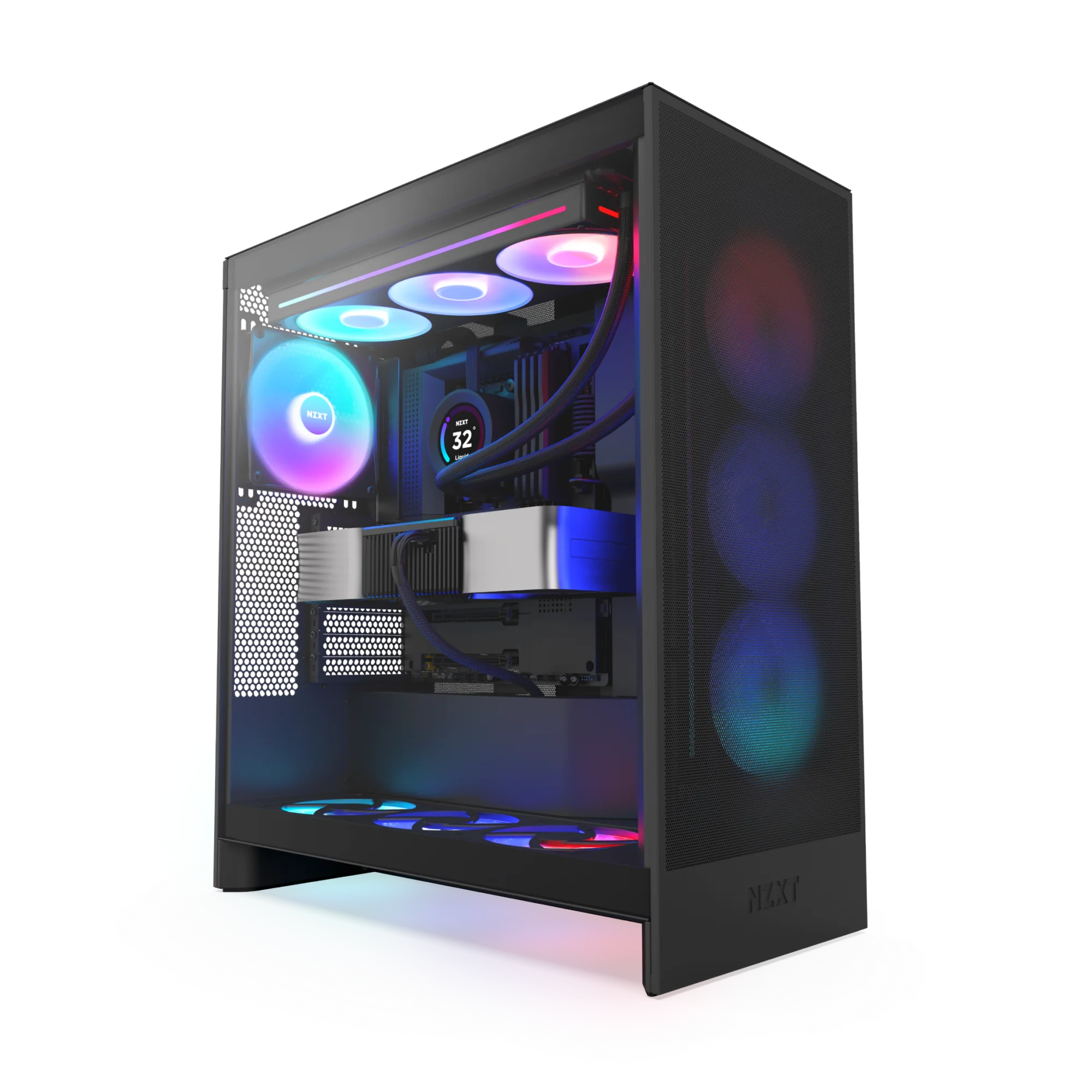 Gabinete gamer NZXT H7 Flow RGB mid-tower ATX painel de vidro temperado