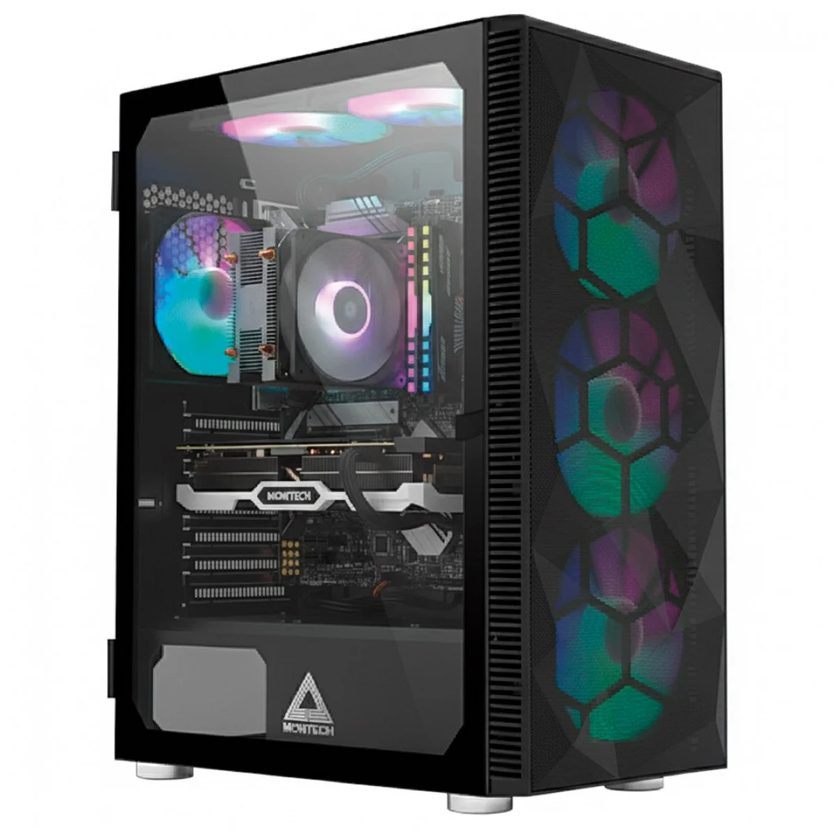 Gabinete Gamer Montech X3 MESH Mid Tower ATX Frontal em Malha Preto