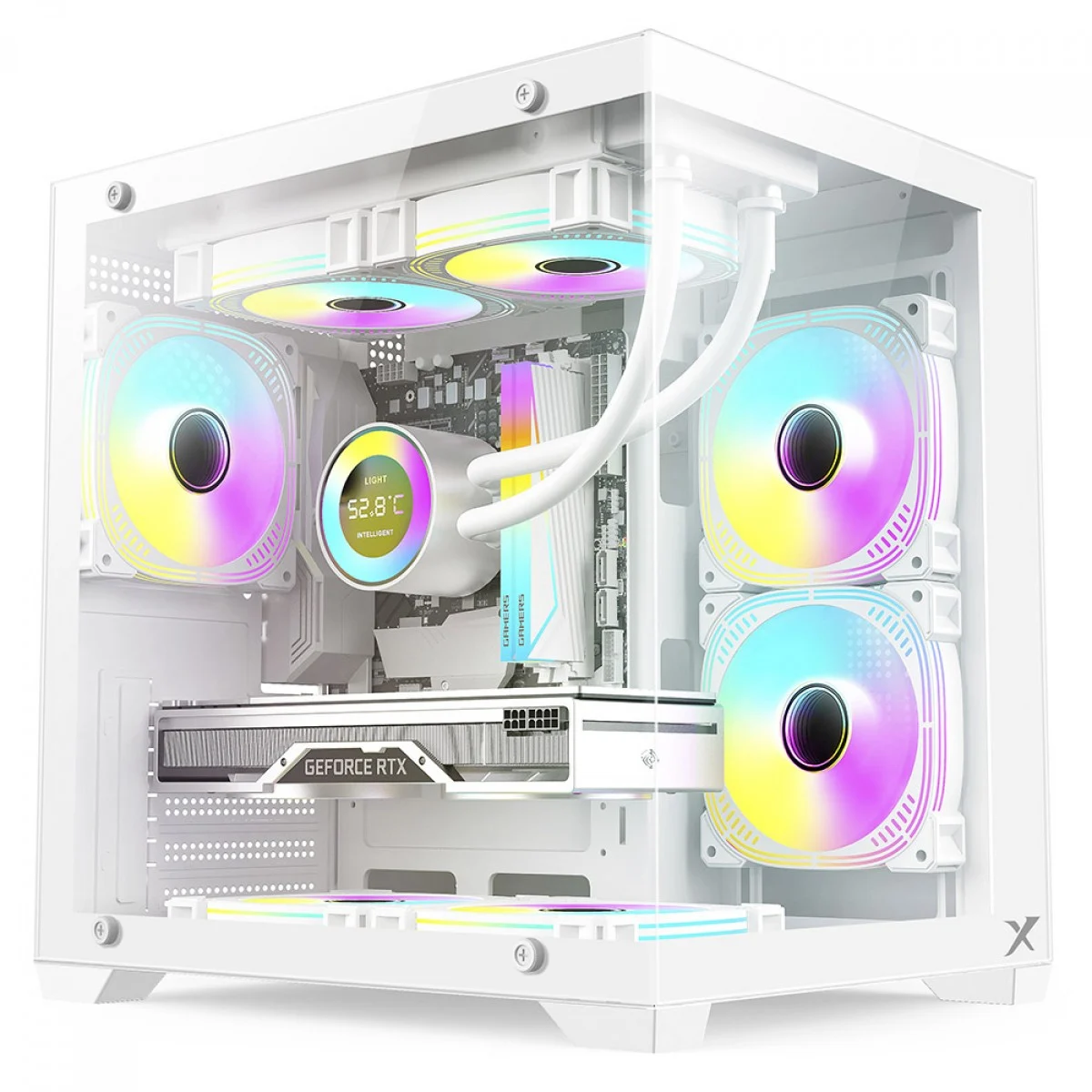 Gabinete Gamer BRX Xtreme Glacier Mid Tower, Micro-ATX, Vidro Temperado, 3 Fans, Branco - R41W