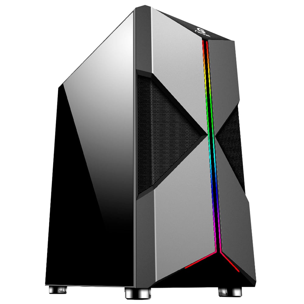 Gabinete Gamer Fortrek Holt Mid Tower, ATX, Lateral em Acrílico, Frontal em Malha com LED RGB, Preto