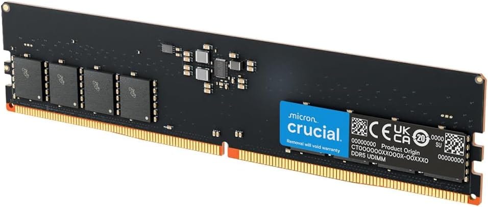 Memória Crucial 16GB DDR5 4800MHz CL40 UDIMM 1.1V Preta - CT16G48C40U5