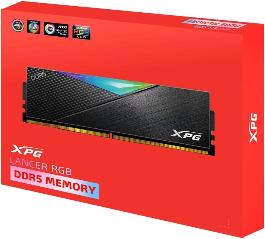 Memória XPG Lancer RGB 32GB (2x16GB) DDR5 6000MHz CL30 XMP 3.0 / EXPO Preta - AX5U6000C3016G-DCLARBK