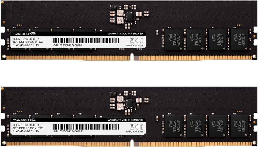 Memória TeamGroup Elite 16GB DDR5 5600MHz CL46 UDIMM 1.1V Preta - TED516G5600C4601