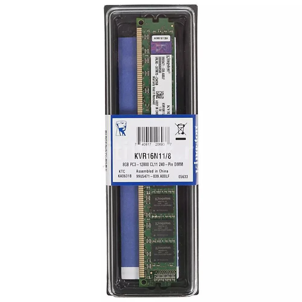 Memória Kingston ValueRAM 8GB DDR3 1600MHz CL11 DIMM Desktop KVR16N11/8