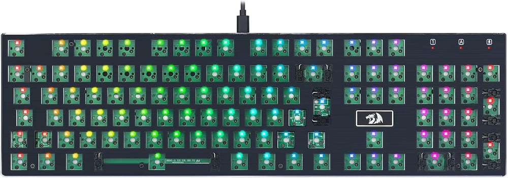 Teclado Mecânico Gamer Redragon Devarajas K556 RGB - Full Size, Base em Alumínio, Hotswap, USB-C, ABNT2