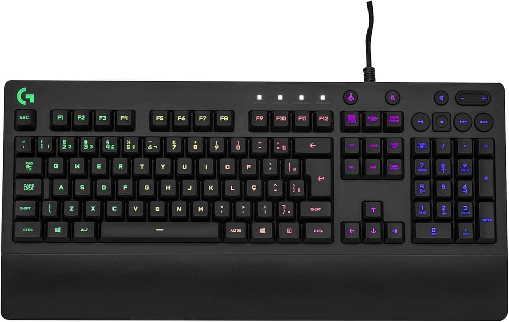 Teclado Gamer Logitech G213 Prodigy RGB LIGHTSYNC - Resistente a Respingos, Controles de Mídia, ABNT2 - 920-009438