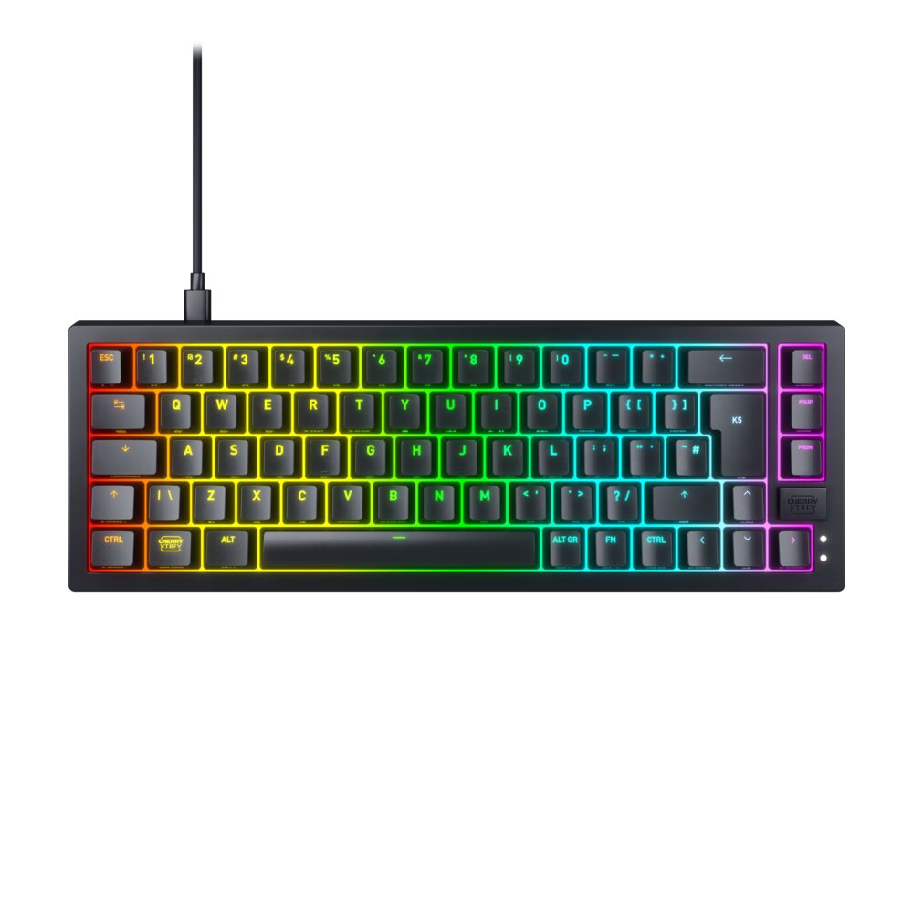 Teclado Mecânico Gamer Cherry Xtrfy K5V2 RGB Compacto Hot-Swap Switch Kailh Red USB-C