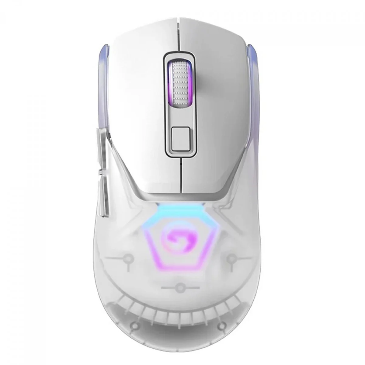 Mouse Gamer Marvo Scorpion Z FIT PRO G1W Sem Fio 2.4GHz RGB Branco, sensor optico