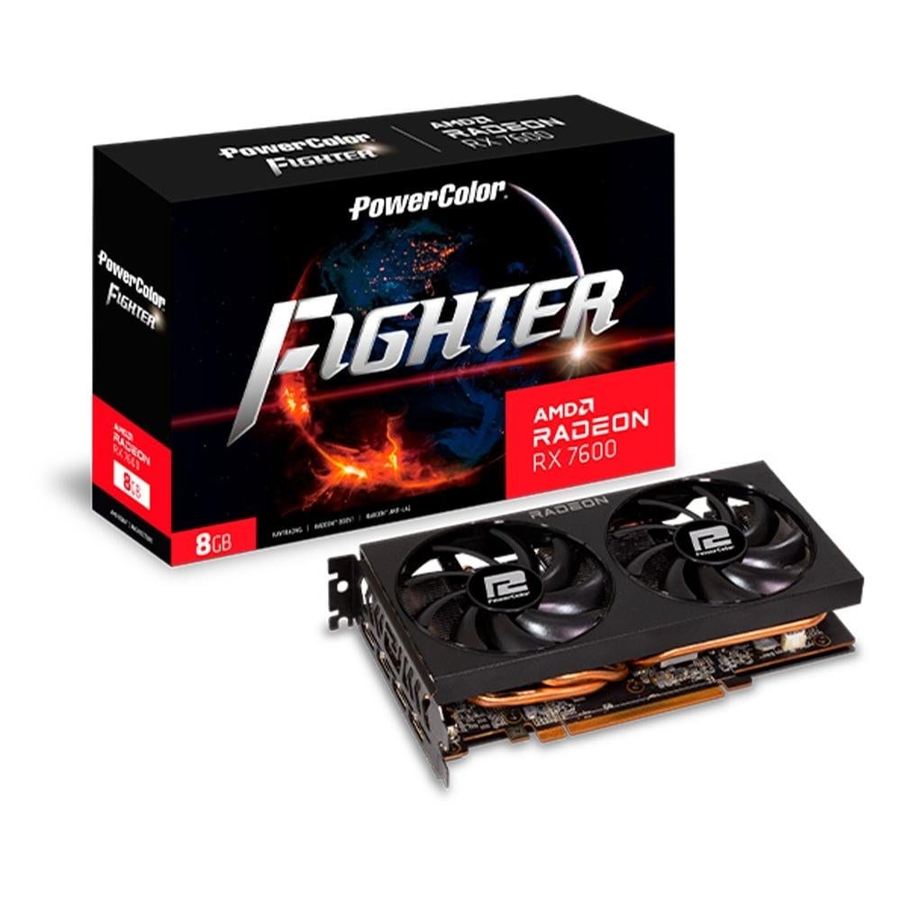 Placa de Vídeo PowerColor Fighter AMD Radeon RX 7600 8GB GDDR6 128-bit, RDNA 3, Ray Tracing, FSR, PCIe 4.0 - RX7600 8G-F