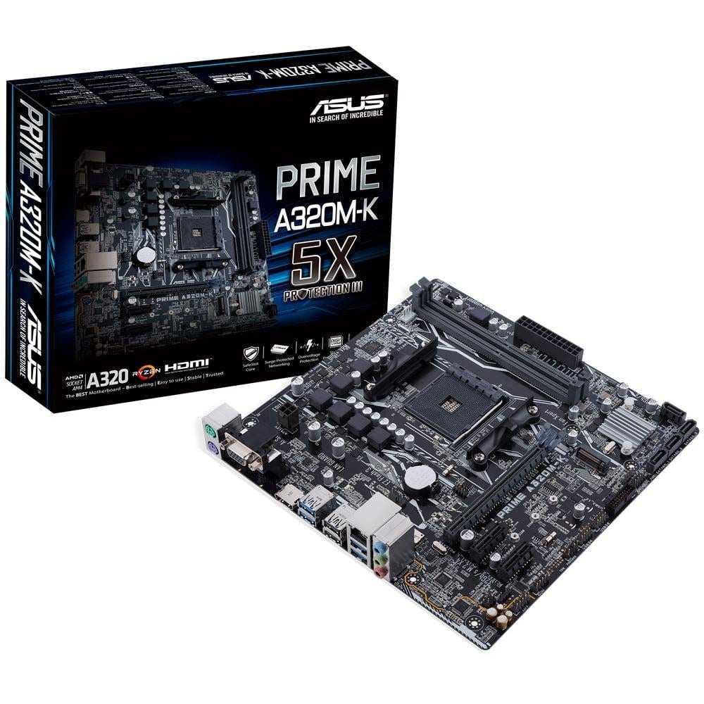 Placa-Mãe ASUS Prime A320M-K, AMD AM4, Micro ATX, DDR4, M.2, HDMI/VGA, Chipset A320