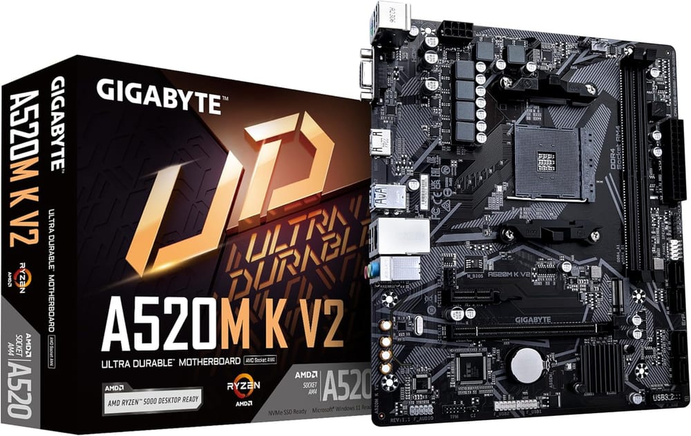 Placa-Mãe Gigabyte A520M K V2, AMD AM4, Micro ATX, DDR4, M.2 NVMe, HDMI, Chipset A520