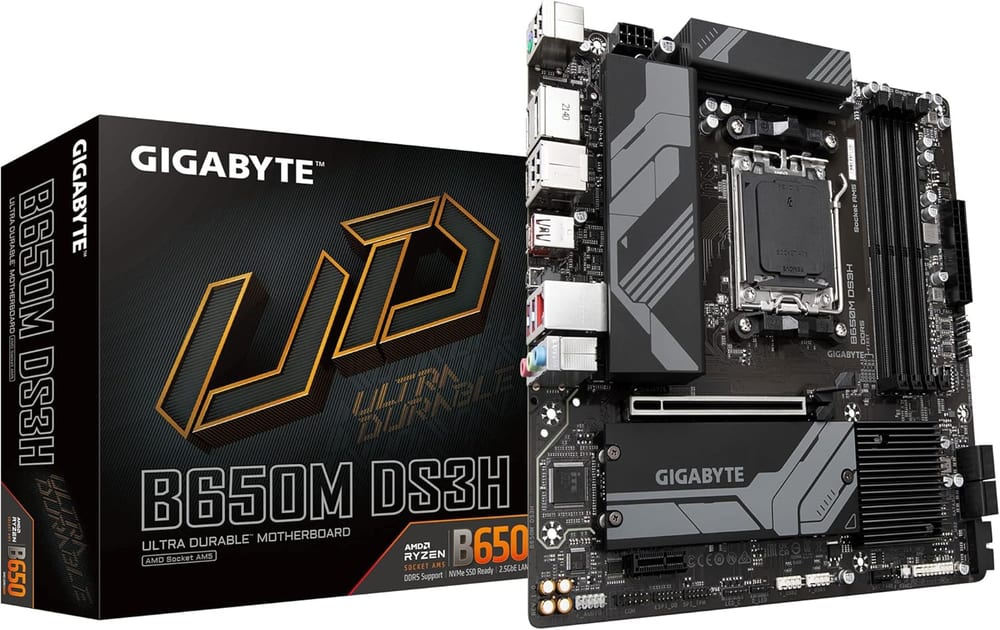 Placa-mãe Gigabyte B650M DS3H, AMD AM5, Micro ATX, DDR5, Chipset B650, Dual M.2 PCIe 4.0, 2.5GbE