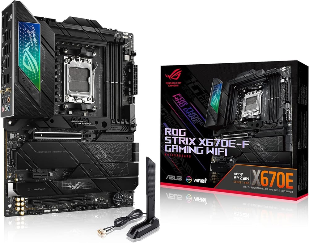 Placa-mãe ASUS ROG Strix X670E-F Gaming WiFi, AMD AM5, ATX, DDR5, Chipset X670E, PCIe 5.0, Quad M.2, WiFi 6E