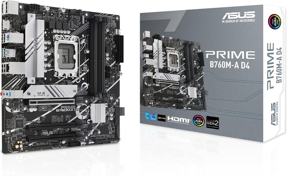 Placa-mãe ASUS PRIME B760M-A D4, Intel LGA1700, Micro ATX, DDR4, PCIe 4.0, Dual M.2, LAN 2.5Gb, DP/HDMI