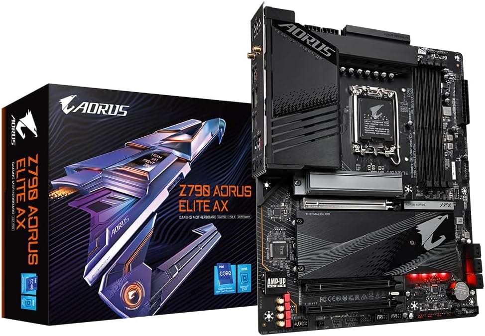 Placa-mãe Gigabyte Z790 AORUS Elite AX, Intel LGA1700, ATX, DDR5, PCIe 5.0, Quad M.2, Wi-Fi 6E, LAN 2.5GbE