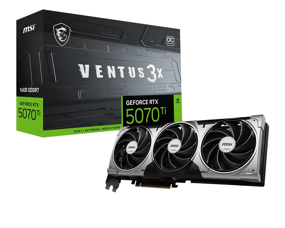 Placa de Vídeo MSI GeForce RTX 5070 Ti Ventus 3X OC 16GB GDDR7, 256-bit, PCIe 5.0, DLSS 4