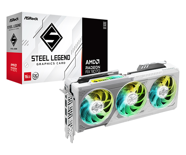 Placa de Vídeo ASRock Radeon RX 9070 Steel Legend OC 16GB GDDR6 256-bit RDNA 4