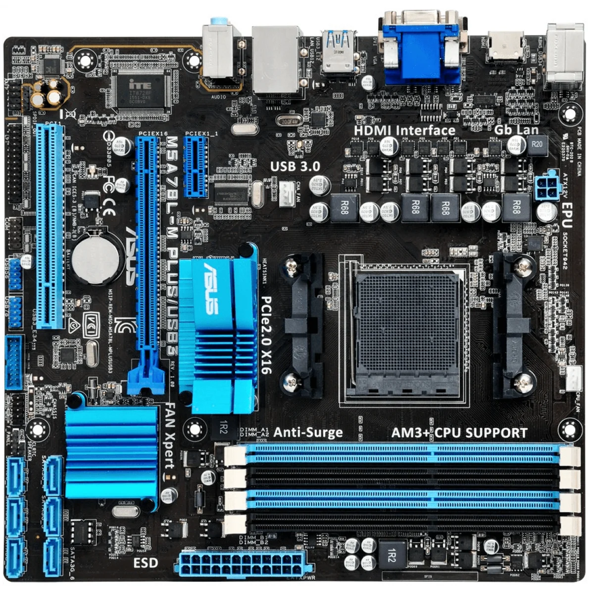 Placa-Mãe Asus M5A78L-M PLUS/USB3 AMD AM3+ mATX DDR3